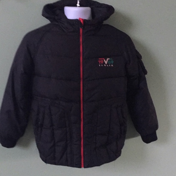 Versace 1969 V Italia Kids Size Coat Black Puffer